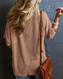 Textured V-Neck Dropped Shoulder Relaxed Tee
