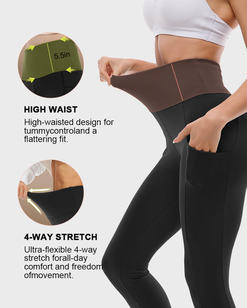 Winter Essentials High-Waisted Fleece Leggings with Pockets