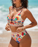 High Waisted U Wire Bikini Set Floral Print Swimsuit