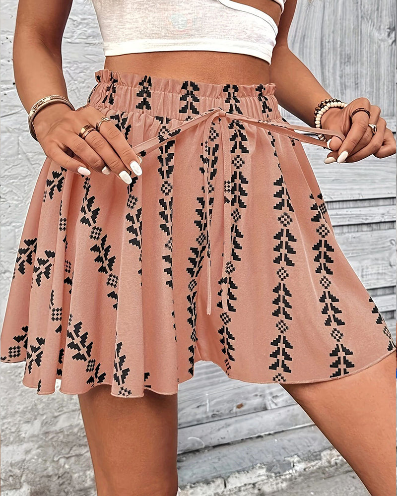 Pantalones cortos de mujer de cintura alta con estampado bohemio