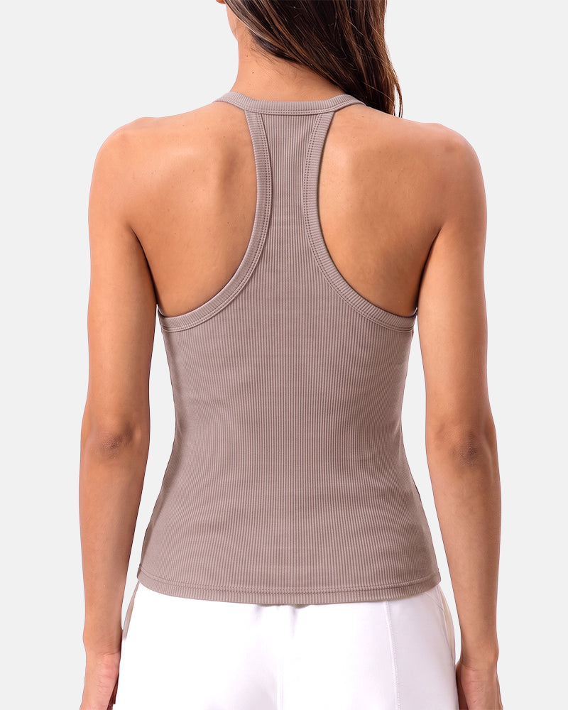 Camisetas sin mangas con tirantes finos, bordado troquelado y cuello redondo