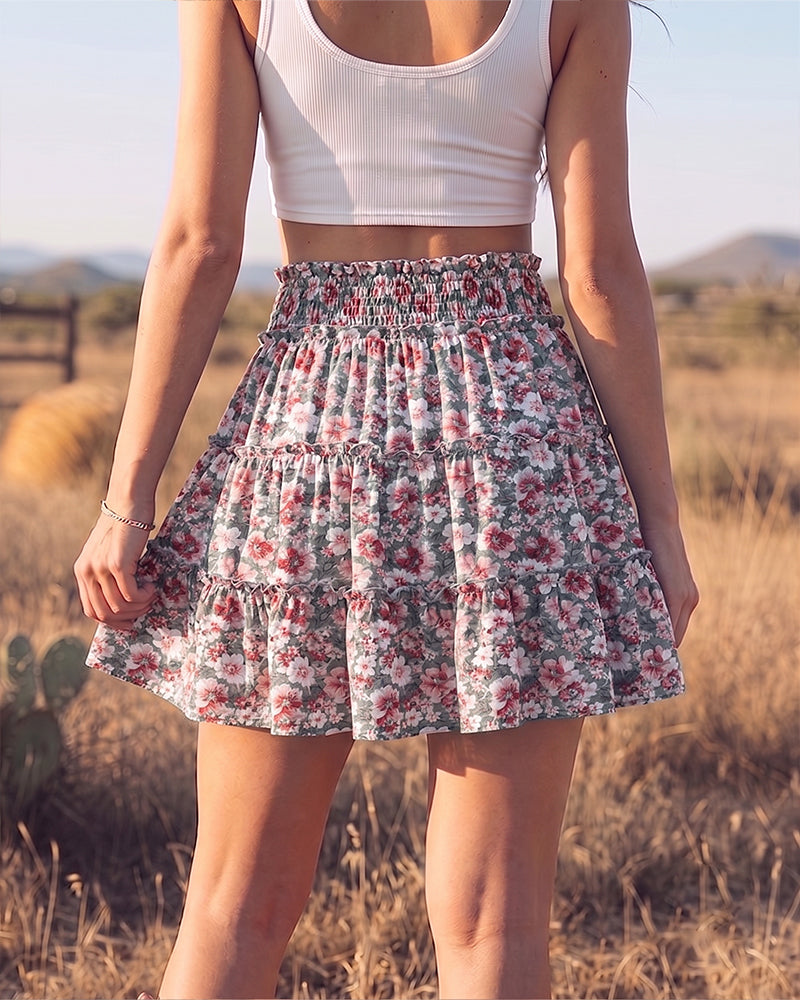 Women's Summer Flowy Ruffle Mini Skorts with Built-in Shorts & Pockets