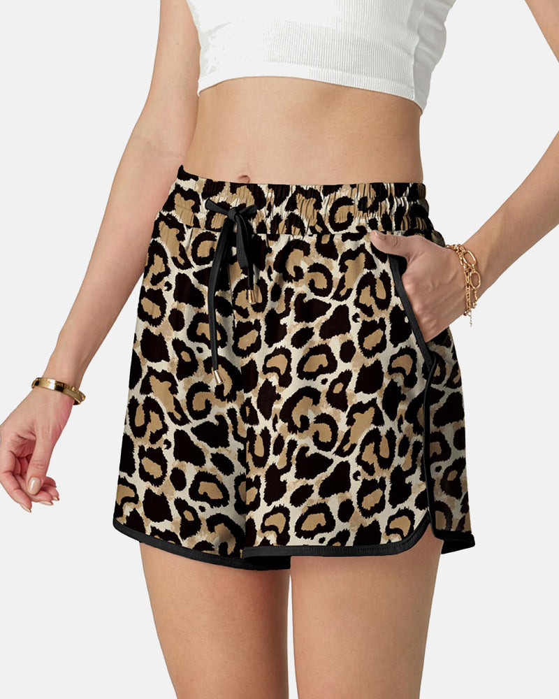 Checkered Drawstring Elastic Waist Casual Shorts with Pockets