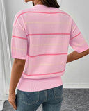 Sudadera de rayas de manga corta para mujer