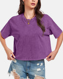 Oversized Vintage Acid Wash Cotton Cropped T Shirts