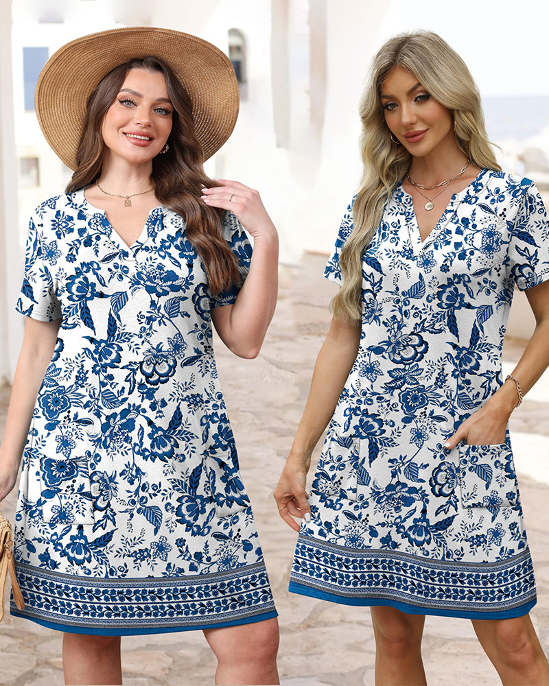 Vestido midi con cuello en V, suave como la mantequilla, favorecedor y con bolsillos