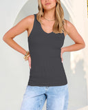 Camisetas sin mangas entalladas de punto acanalado con cuello en V