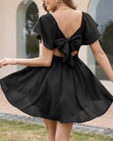 Summer Sweetheart Neckline Knot Front Flowy Chiffon Dress