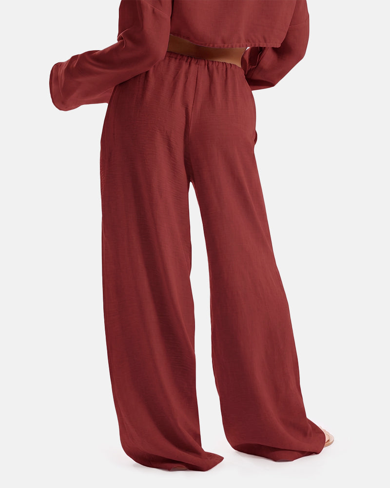 Women's Solid Pocket Pants Wide Leg
