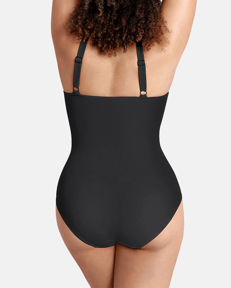 Traje de baño de una pieza con control de abdomen y escote en V profundo