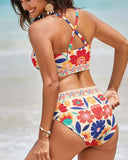 High Waisted U Wire Bikini Set Floral Print Swimsuit
