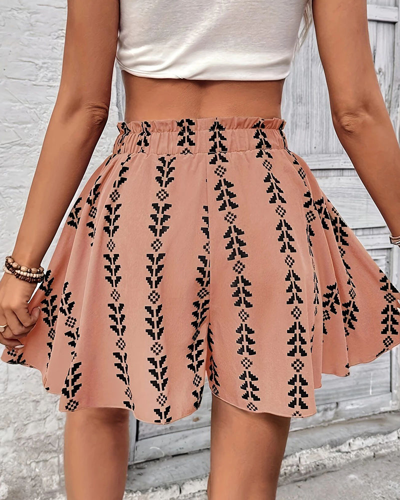 Pantalones cortos de mujer de cintura alta con estampado bohemio