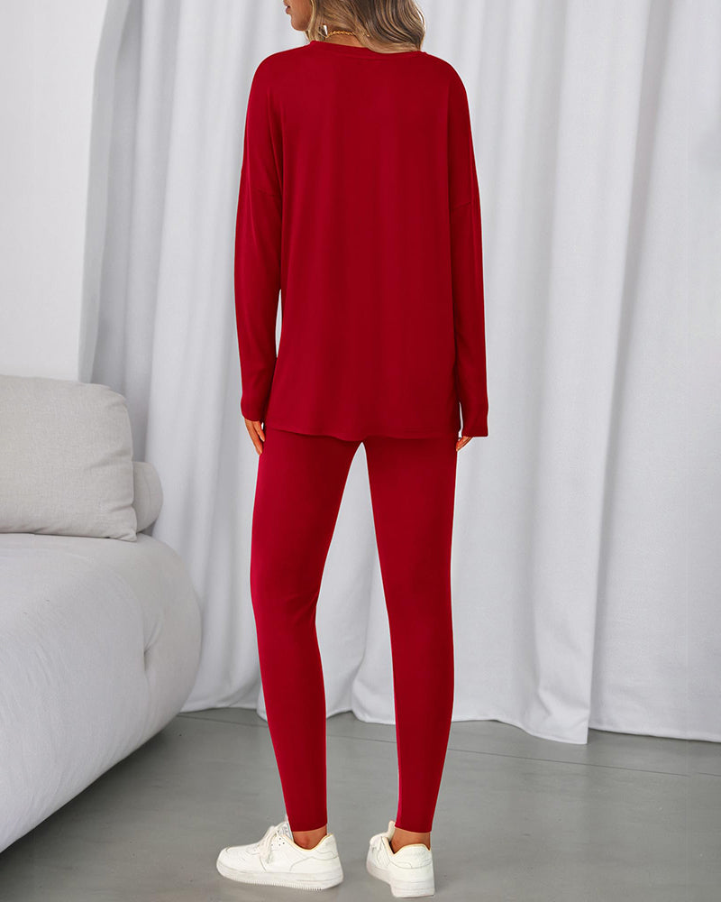 2026 Conjunto Informal de Descanso Camisas Extragrandes Leggings a Juego