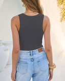 Camisetas sin mangas entalladas de punto acanalado con cuello en V