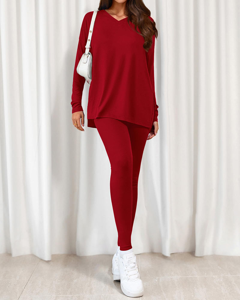 2026 Conjunto Informal de Descanso Camisas Extragrandes Leggings a Juego