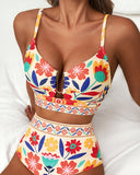 High Waisted U Wire Bikini Set Floral Print Swimsuit