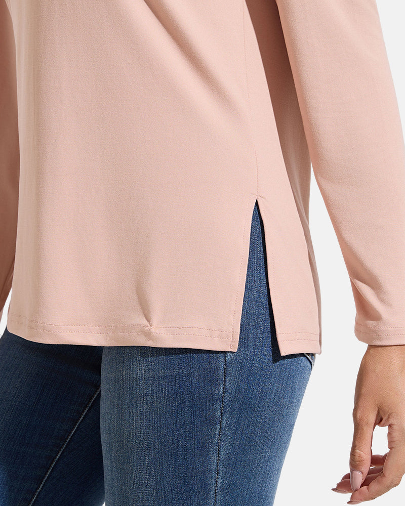 Women’s V-Neck Long Sleeve Casual Top — Loose Fit Basic Tee