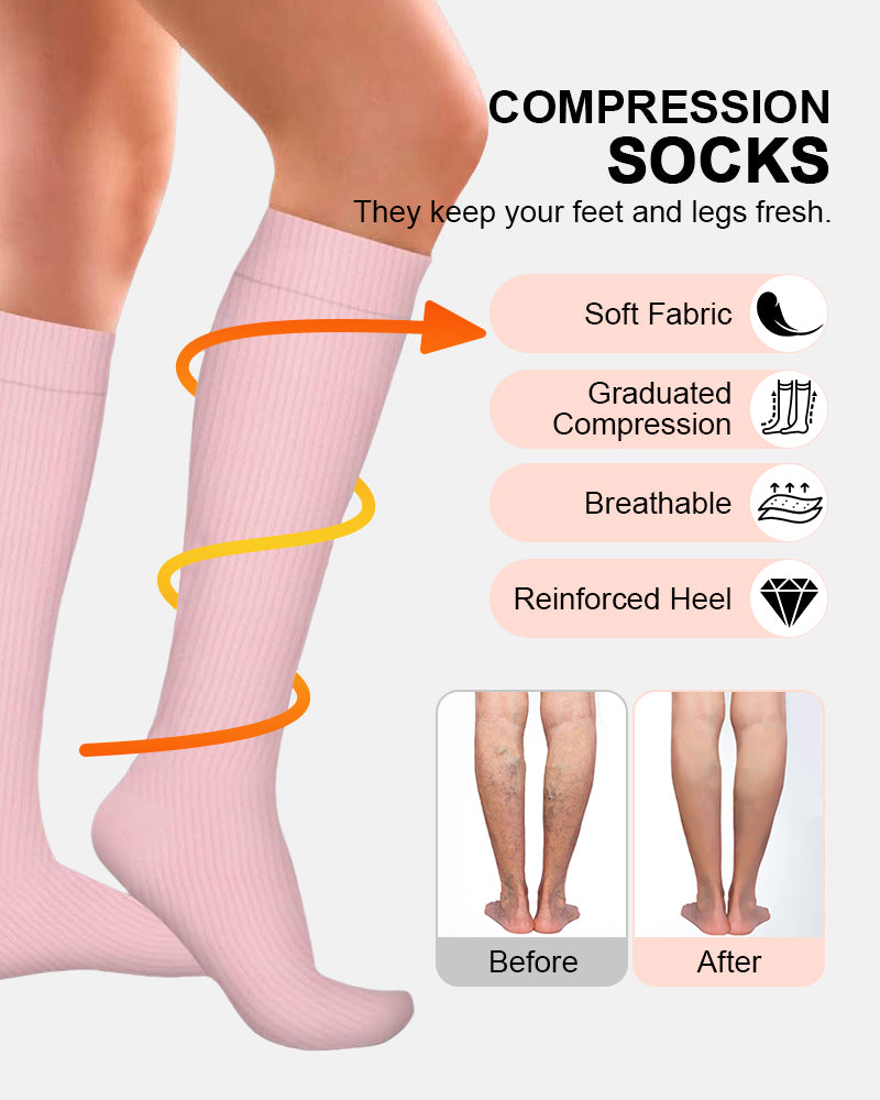 6-Pair Compression Socks — All-Day Support for Work, Running & Recovery