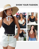 Deep V Neck Tummy Control Thong Bodysuit