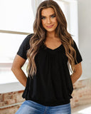 Top fruncido de mujer con cuello de pico holgado
