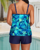 Conjunto de Tankini Deportivo con Control Abdominal y Pantalones Cortos con Bolsillos