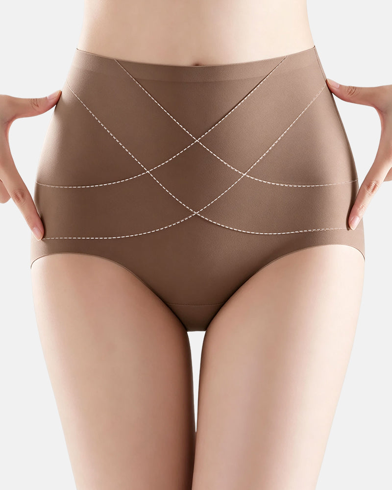 Braguitas de control de abdomen de cintura alta sin costuras de seda helada