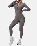 Women Zip Up Long Sleeve Workout Jumpsuit