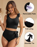 Women U-back High Waisted  Tummy Control Two Piece Bikini
