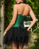 Lace Up Boned Overbust Corset Bustier