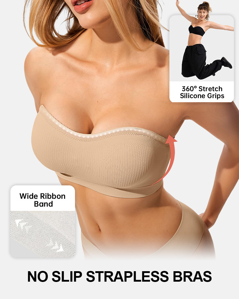 Sujetador Bandeau de Mujer Antideslizante Sin Costuras Inalámbrico Push Up