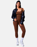 Stretchy Ribbed Seamless Jumpsuit with Integrated Support