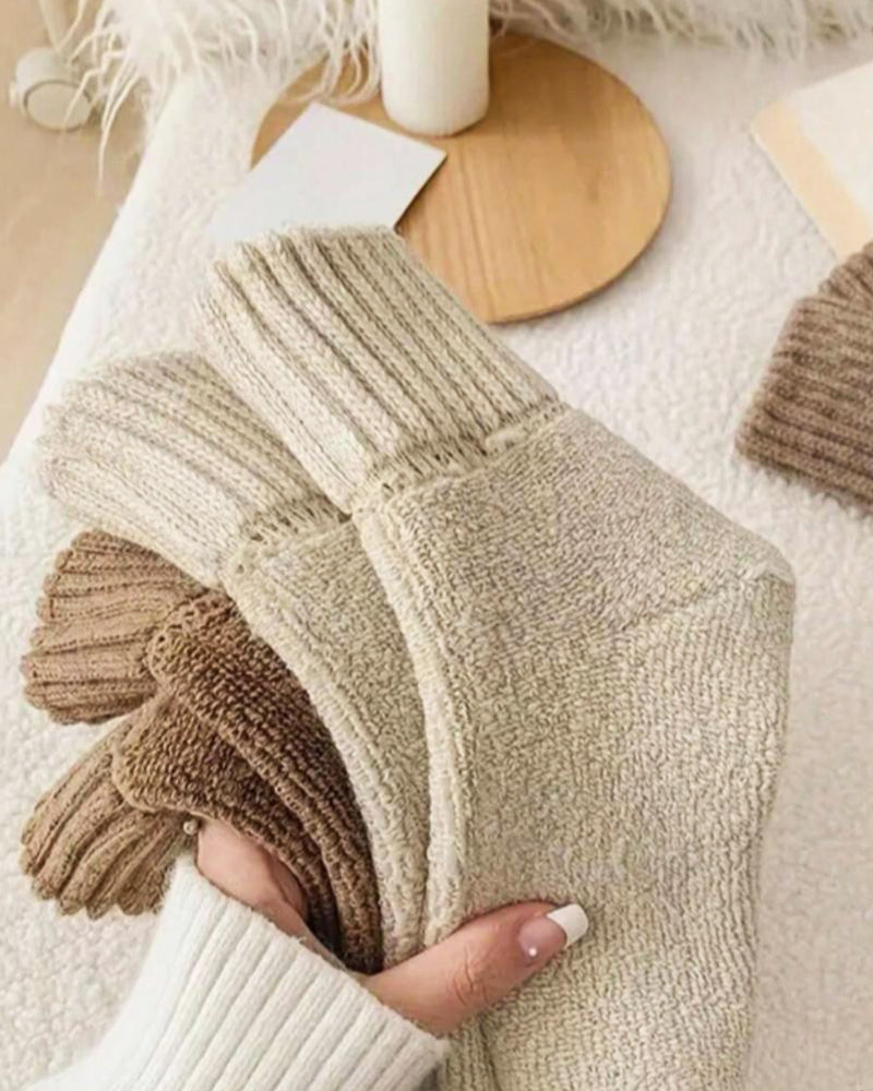 Boot Socks for Women - Thick Winter Knit Warm Socks(5 Pairs)