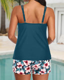 Conjunto de Tankini Deportivo con Control Abdominal y Pantalones Cortos con Bolsillos