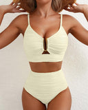 U-Wire Cutout Swimsuit High Waisted Textured Bikini Set