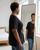 Longer Sleeve Plus Size V-Neck T-Shirt — Covers Your Arms & Hides Your Belly