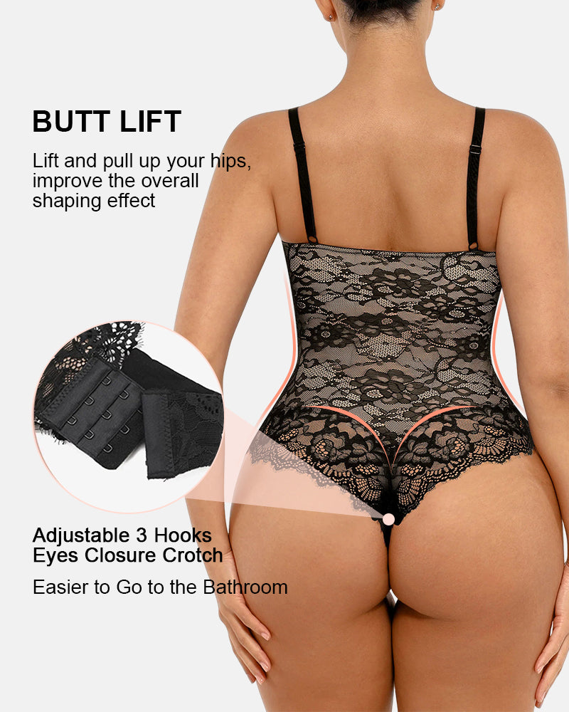 Lace Shapewear Thong Tummy Control Bodysuit