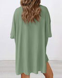 Summer Casual Oversized Lounge Set with Split Hem Shirts & Side Pocket Biker Shorts