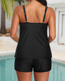 Conjunto de Tankini Deportivo con Control Abdominal y Pantalones Cortos con Bolsillos