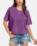 Oversized Vintage Acid Wash Cotton Cropped T Shirts