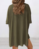 Summer Casual Oversized Lounge Set with Split Hem Shirts & Side Pocket Biker Shorts