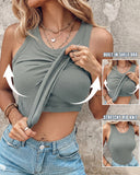 Camiseta de tirantes acanalada con sujetador y almohadillas incorporados