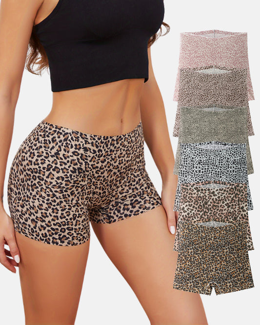 Leopard Seamless Mid-Rise Ice Silk Boyshorts 6-Pack