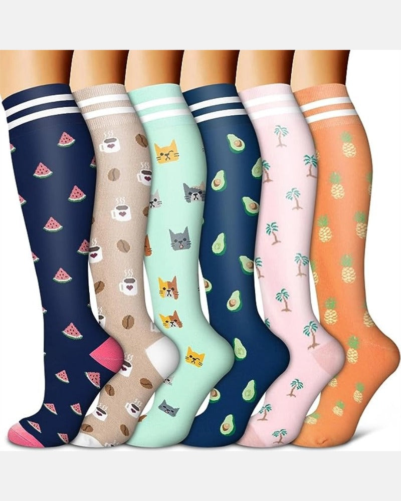 6-Pair Compression Socks — All-Day Support for Work, Running & Recovery