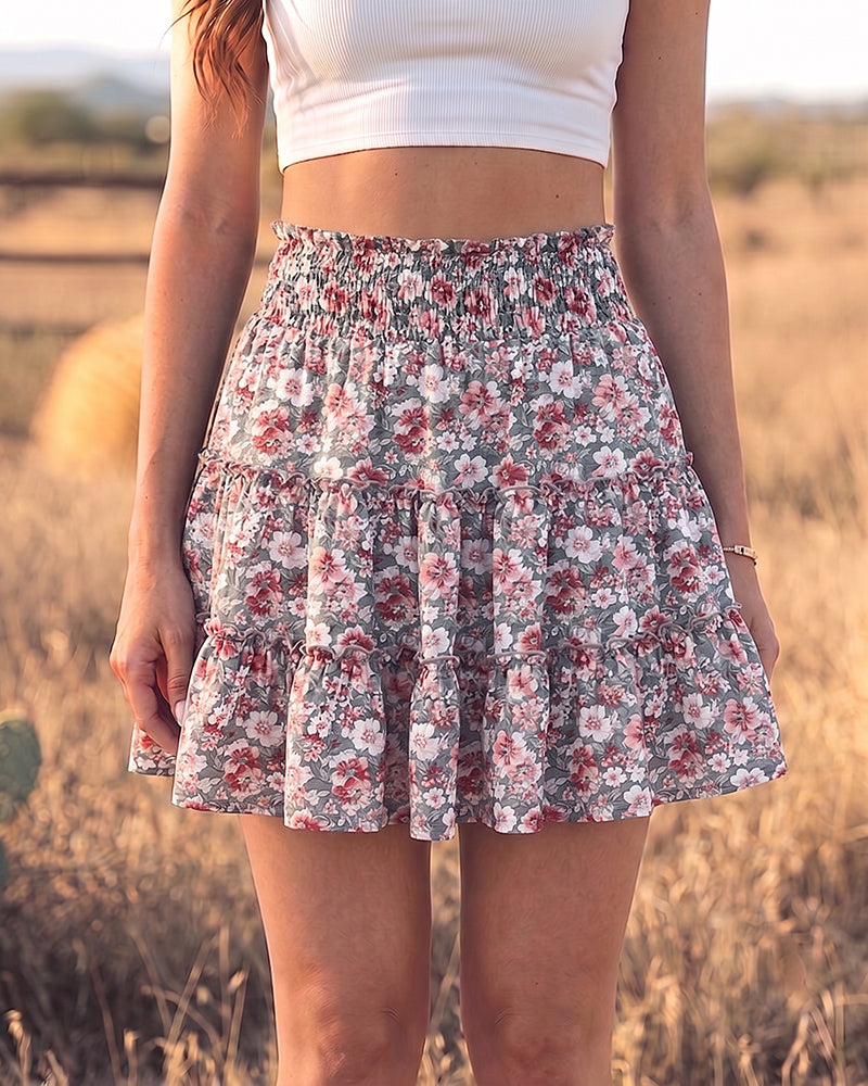 Women's Summer Flowy Ruffle Mini Skorts with Built-in Shorts & Pockets