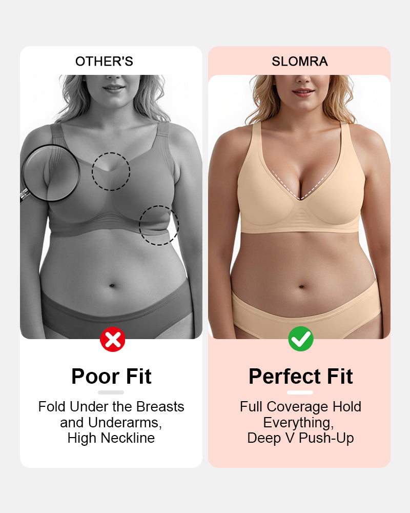 Seamless Deep V Push-Up Wireless Bra