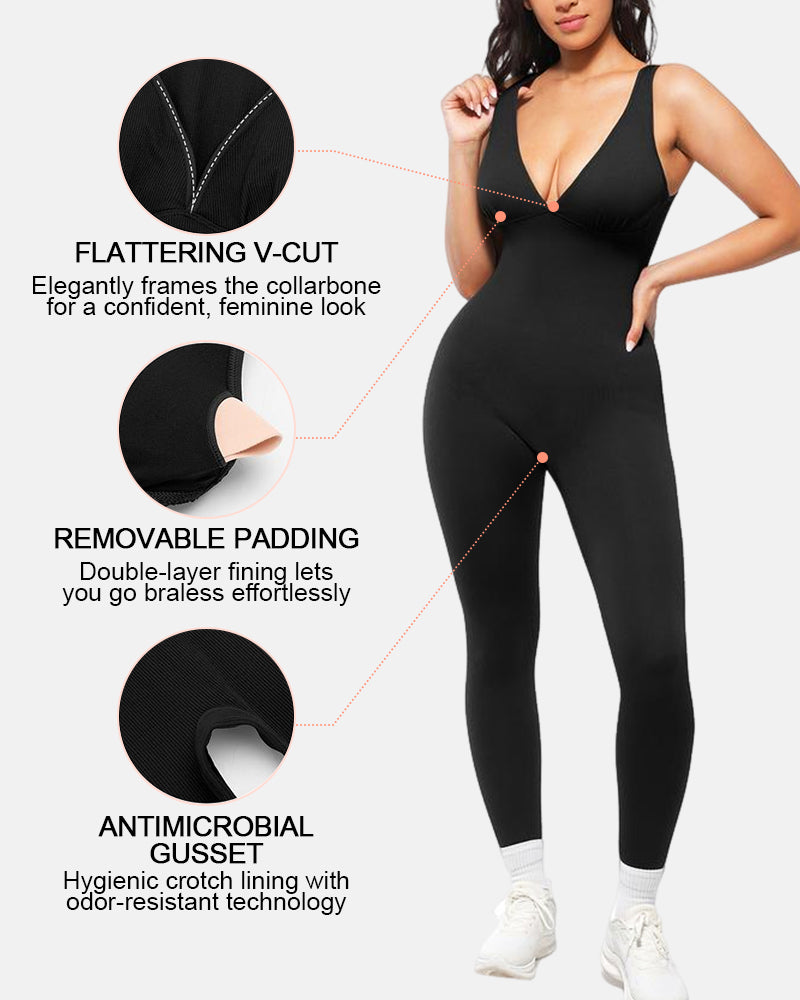 Sculpting Bodysuit Deep V-Neck Curves Support