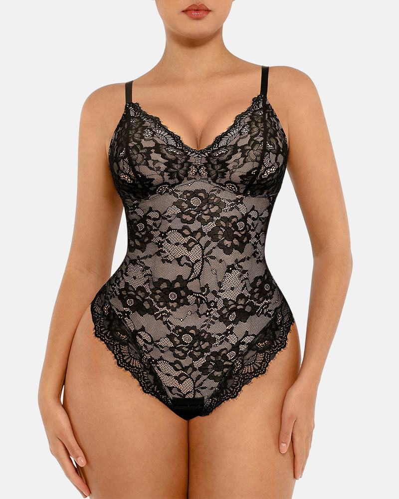 Lace Shapewear Thong Tummy Control Bodysuit