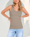 Camisetas sin mangas entalladas de punto acanalado con cuello en V