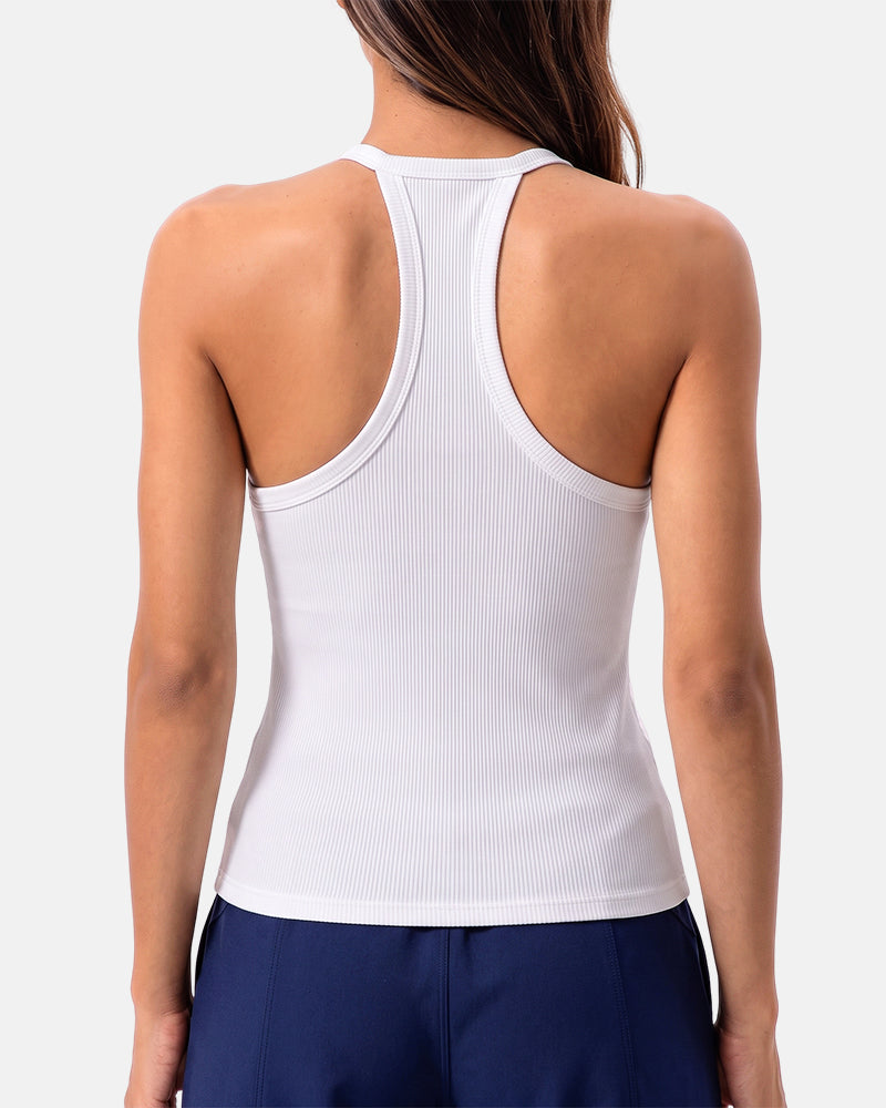 Camisetas sin mangas con tirantes finos, bordado troquelado y cuello redondo