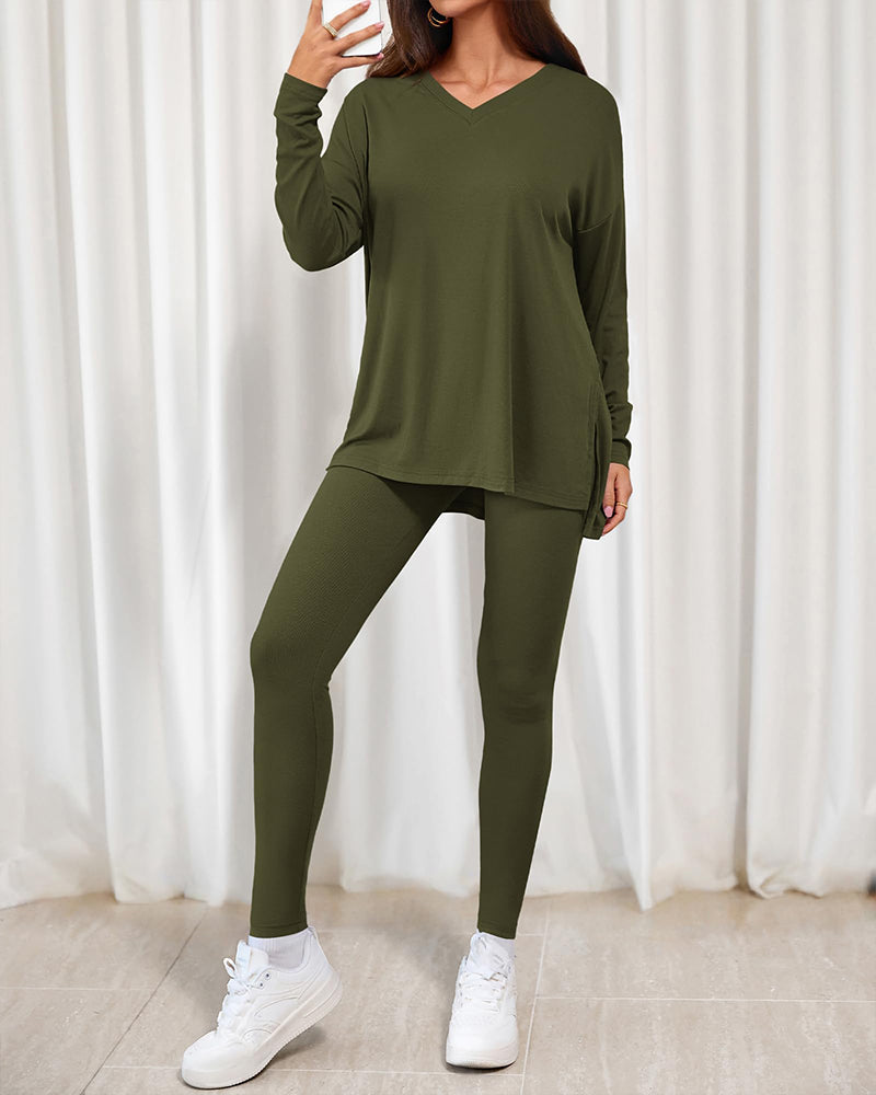 2026 Conjunto Informal de Descanso Camisas Extragrandes Leggings a Juego